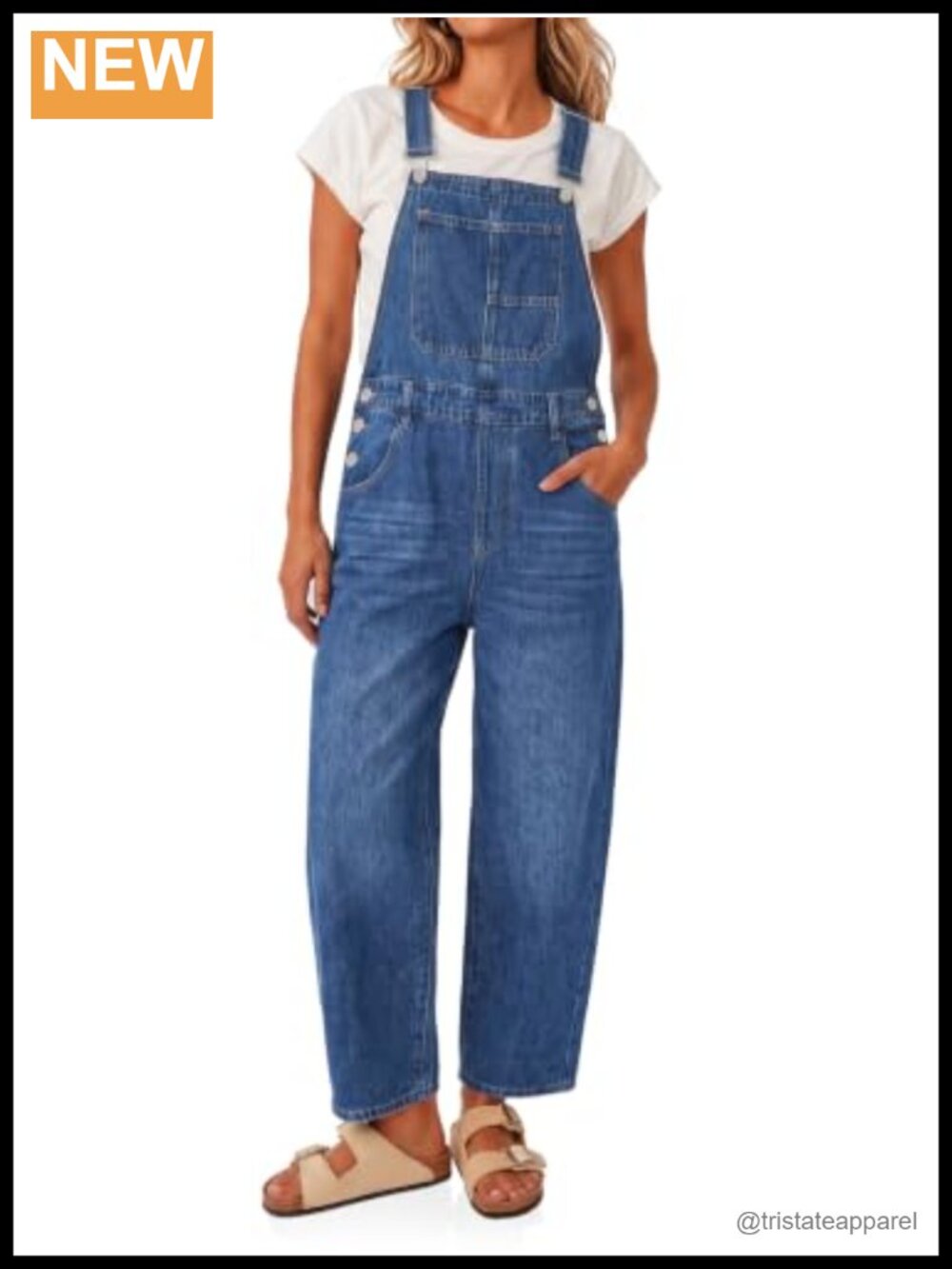 High Waisted Wide Leg Barrel Denim Overalls Adjustable Bib Jumpsuit